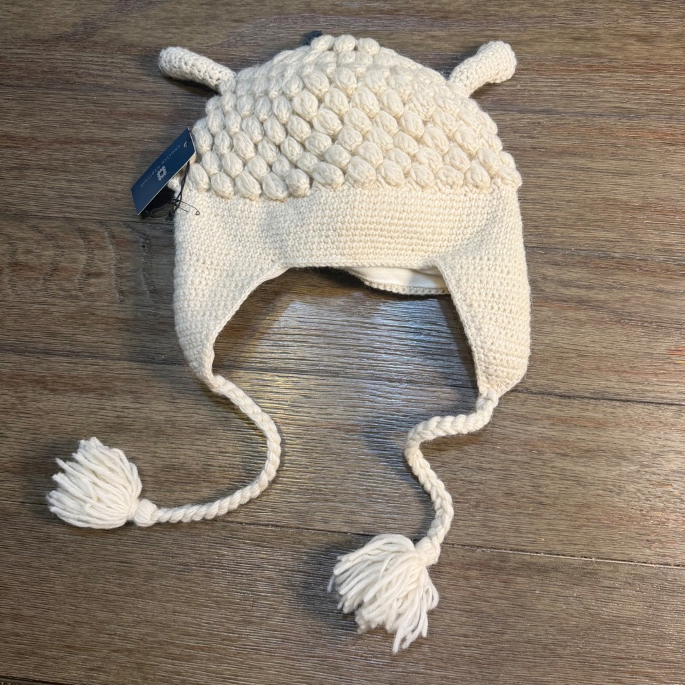 English Heritage Adult Alpaca Sheep Lamb Hand Knitted Wool Beanie Hat Lined NWT - Picture 7 of 12